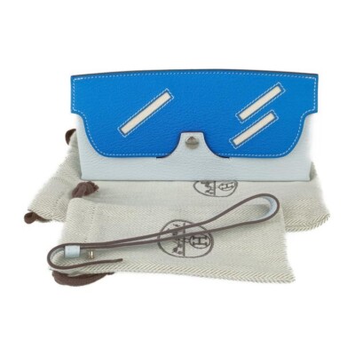 HERMES Glasses case in the loop wink 083601CK BLUE BRUME