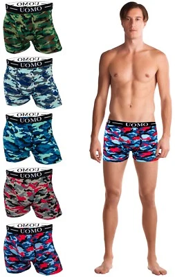 TEXEMP 5er-20er Pack Herren Boxershorts Camouflage Baumwolle Unterhose Army Tarn Retro