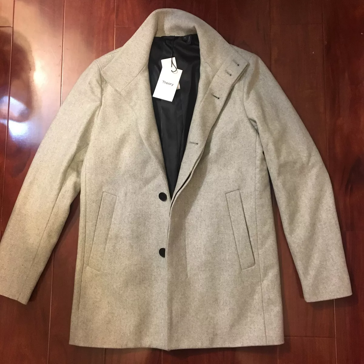 NEW THEORY CHRISTOPHER WOOL COAT LIGHT GREY HEATHER 1071405R MEN