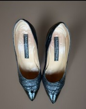 Vintage Maud Frizon Black Alligator Patent Leather Pump Heel Italy Eu 37.5/ US 7