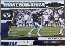 2021 Contenders Draft Zach Wilson RC Front Row Seats Green Rookie SSP #/49 Jets!