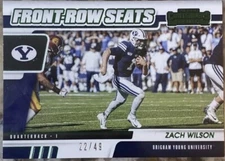 2021 Contenders Draft Zach Wilson RC Front Row Seats Green Rookie SSP #/49 Jets!