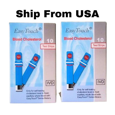 2 box EasyTouch Blood Cholesterol Test Strip 10 Strips(EASYTOUCH GCU/GCHb meter)