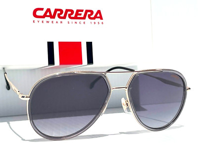 NEW CARRERA Shiny Gold & Grey Pilot Frame Black Lens Sunglass 295/S KB790