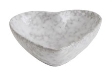 Creative Co-Op DA8408 Stoneware Heart Dish Antique White Finish 3.25"L x 3"W