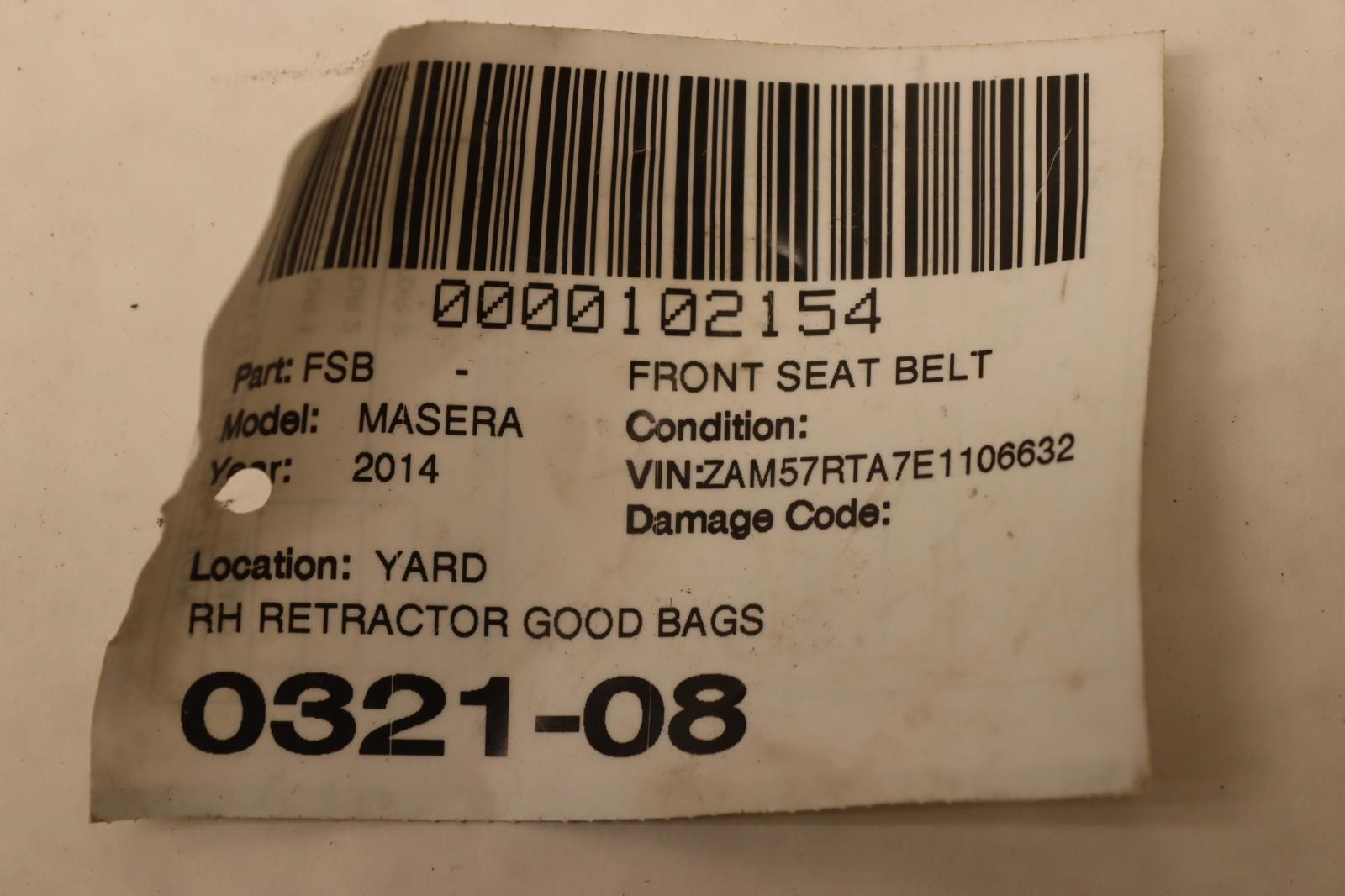 Maserati Ghibli 2014-2017 Front Right Seat belt