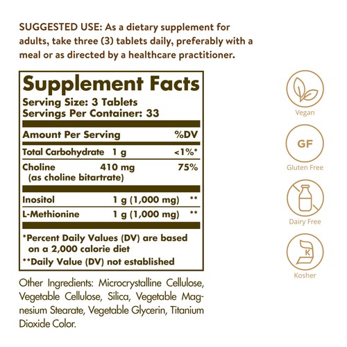 Solgar Lipotropic Factors 100 Tablets - Picture 2 of 4
