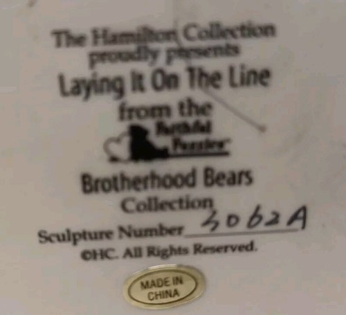 Hamilton Faithful Fuzzies Modellino pompiere Brotherhood Bear Laying It On the Line - Foto 4 di 17