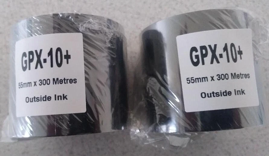 2x Thermal Transfer Ribbons 55mm x 300 Meters Wax - Resin GPX-10+ - Image 2 of 4