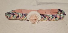 80s Style Shell Belt Pink Purple  Green Adjustable - Braided . Pearl Accent 25"