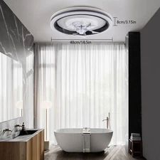 LED Ceiling Fan with Light Round Flush Mount Dimmable Chandelier Fan with Remote