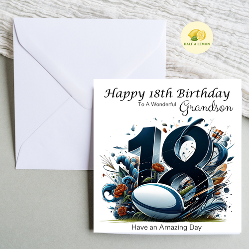 18th Birthday card, customise for ANY Relative, Son, Grandson, Nephew, Rugby, - Picture 4 of 9