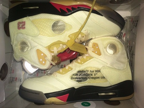 Nike Air Jordan 5 X Vela Off-White tamanho 9.5 Ds Na Mão | eBay