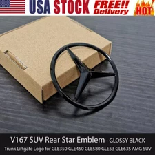 V167 SUV Mercedes GLOSS BLACK Star Emblem Rear Trunk Lid Logo Badge AMG GLE580