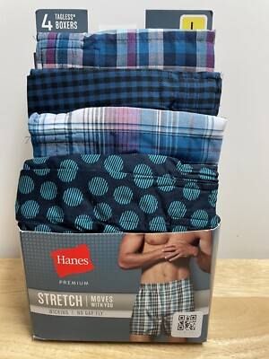 Hanes Stretch Tag less Men's 4pack Regular Length Boxer Briefs Size L - New