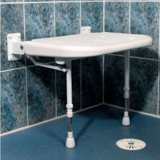 Image of AKW Extra Wide Large Fold-Up Shower Seat, Stainless Steel, Padded - 4000 Series