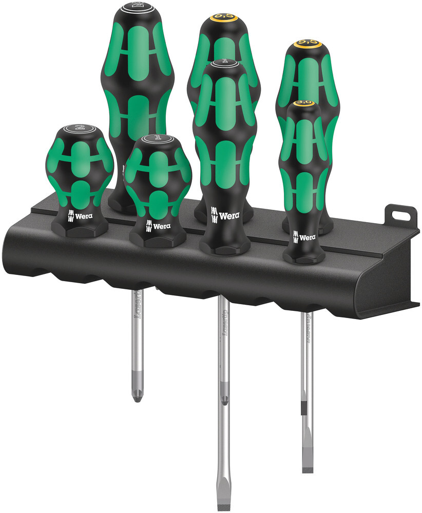 Wera 008901 300/7 7 Piece Kraftform Stubby & Standard Screwdriver Set (Pozi/Slot