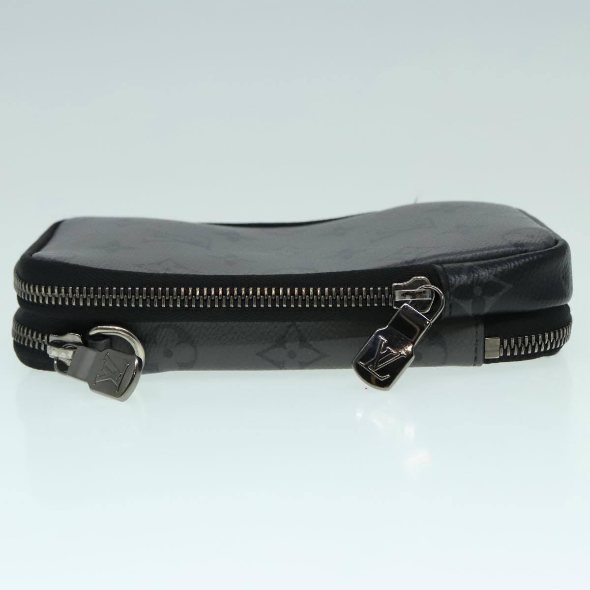 LOUIS VUITTON Monogram Eclipse Double Phone Pouch Gray LOUIS VUITTON Monogram Eclipse Double Phone Pouch Gray