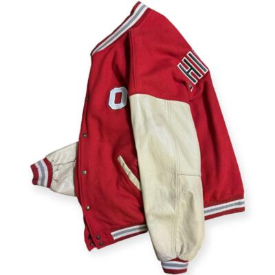 NIKE 90s OHIO STATE Leather Sleeve Stadium Jacket Size XL NIKE 90s OHIO STATE Leather Sleeve Stadium Jacket Size XL