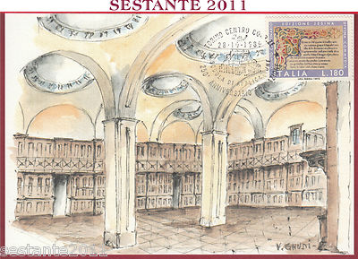 ITALIEN MAXIMUM MAXI CARD GRÜNDUNG SCHULE ANWENDUNG 1989 STORNIERUNG TURIN C173