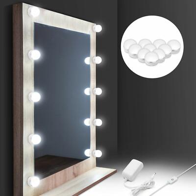 10 LED-SPIEGELLEUCHTEN IM HOLLYWOOD-STIL AUDIO DIMMBAR MAKE-UP WASCHTISCHSET UK-STECKER