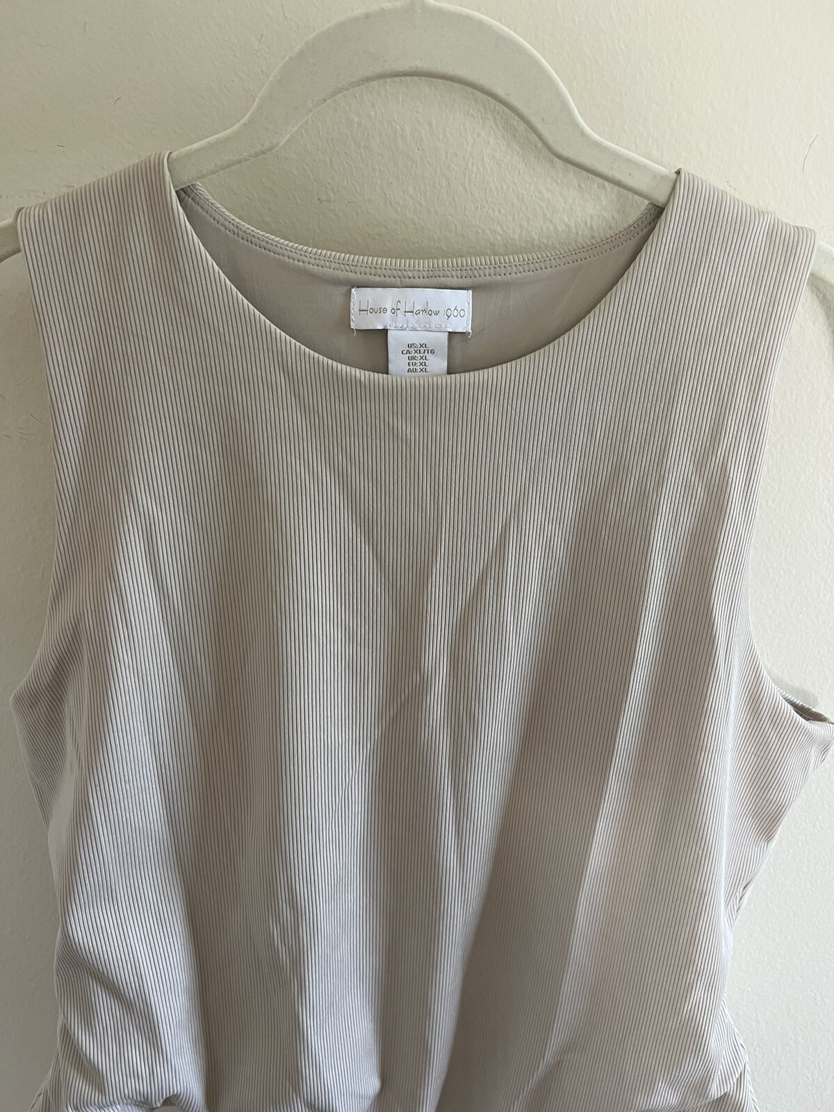 House Of Harlow 1960 Ribbed Stretch Bodysuit Sleeveless Beige Size XL NEW