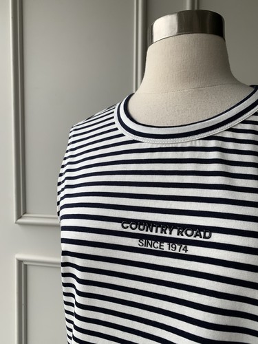 | COUNTRY ROAD | stripe modern logo tank dress white SIZE: L,14 $199 new - Picture 2 of 11