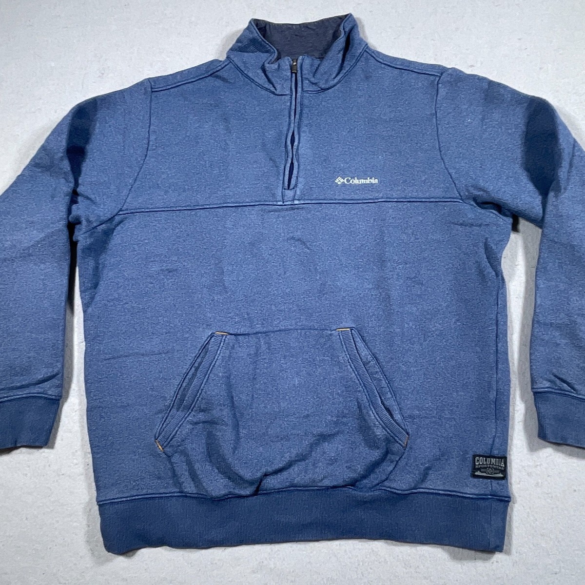 Columbia Sweater Men Large Blue Front Pocket 1/4 Zip Sweatshirt