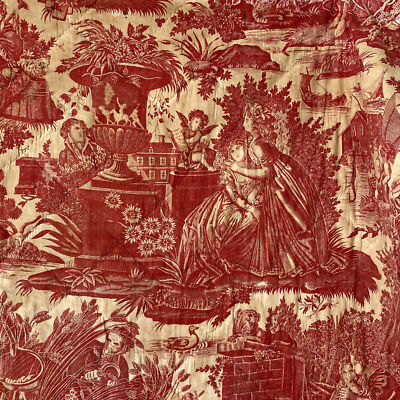 l'art d'aimer by Petitpierre Antique Toile red The Textile Trunk 19th c