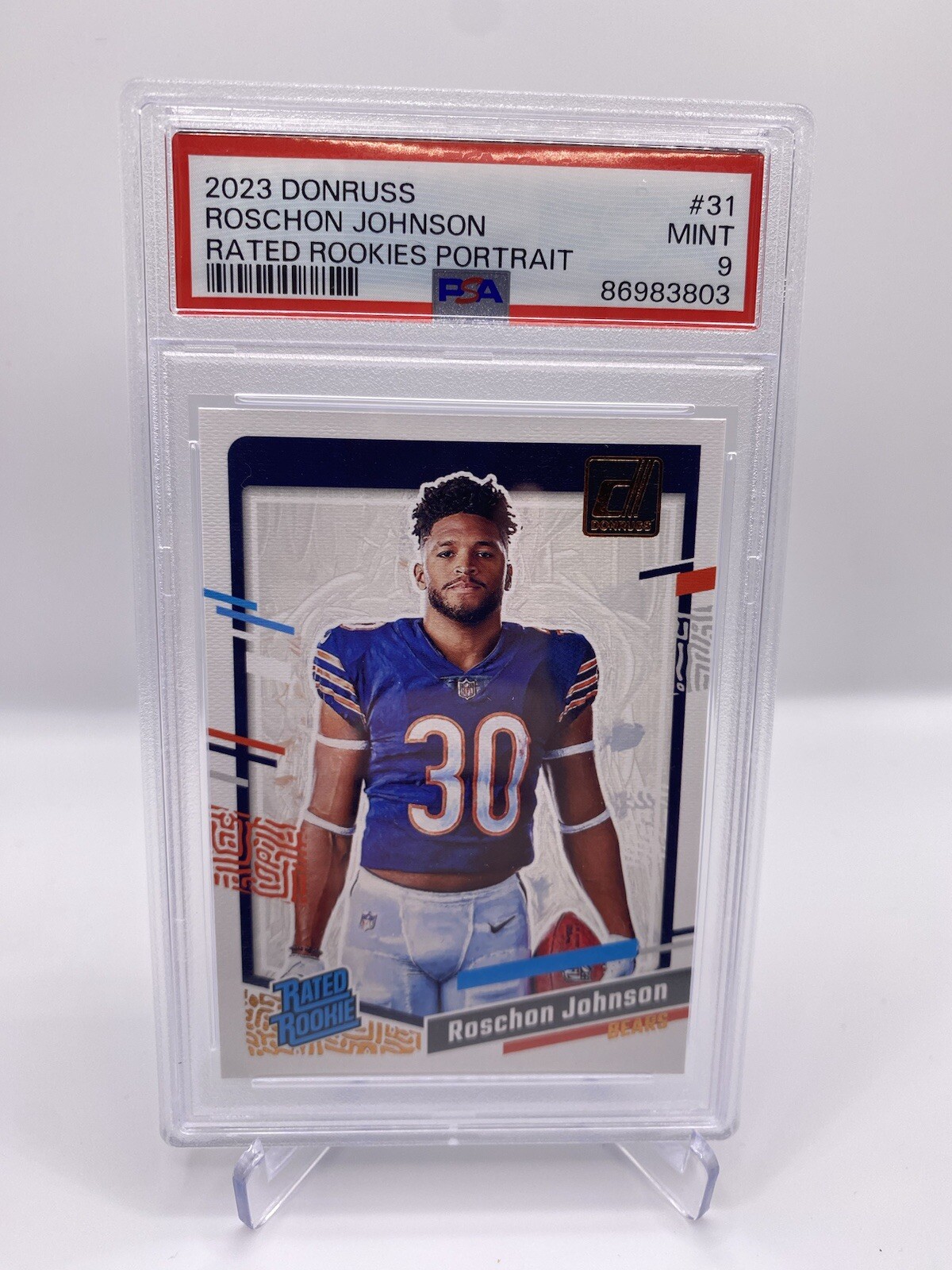 2023 Donruss - Rated Rookie Portrait #31 Roschon Johnson (RC) Chicago Bears