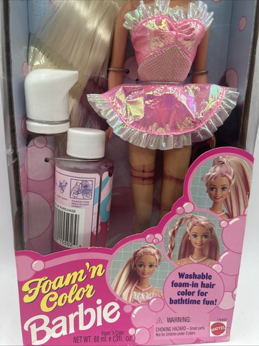 Mattel Barbie Schiuma E Colore Rosa Fashion Doll Nuova Con Scatola - Sapone Trapelato Leggi Descr. - Foto 2 di 8