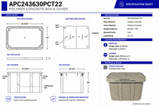 Qty.4 24x36x30 Polymer Concrete Tier 22 Rated Handhole Vault Open Bottom w/Lid