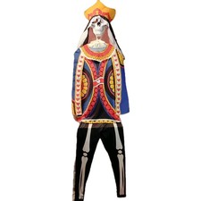 Skeleton King Costume D a de los Muertos L Adult Tunic Cape Leggins Mask Rose