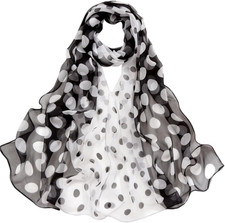 Chiffon Sheer Print Scarf Lightweight Fashion Long Scarf for Womens
