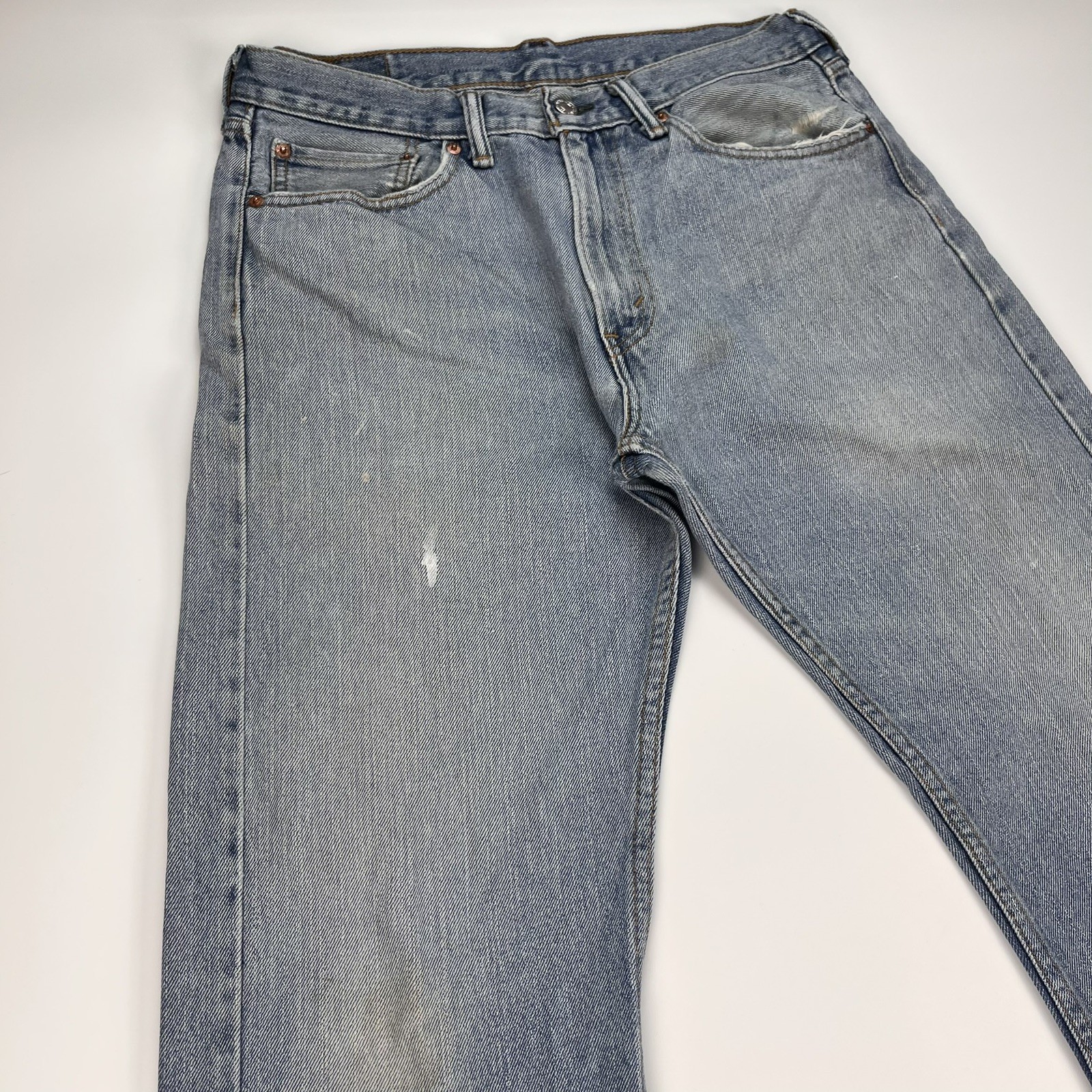 Levis 505 Jeans Mens W33 L32 Blue Regular Fit Denim Trousers Premium 100% Cotton image 2