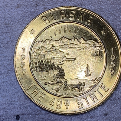 Fairbanks Alaska 1959 Souvenir Coin Token  59 When Alaska Became 49th O96