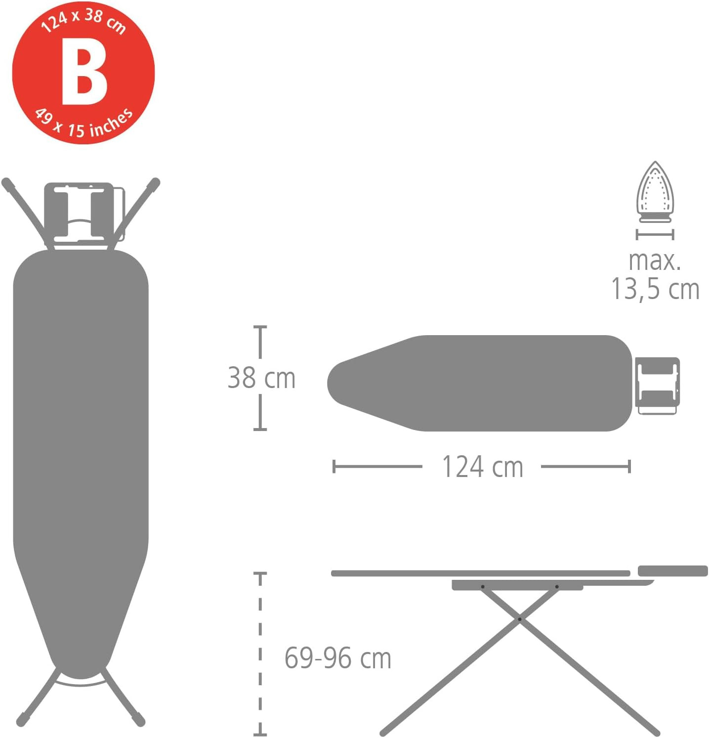 Adjustable Comfort Ironing Board with Steam Iron Rest & Fairtrade Cover