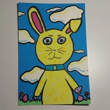 Sindy Fuhr Acrylic Painting Hand Made Whimsical Original Art Title Easter Bunny