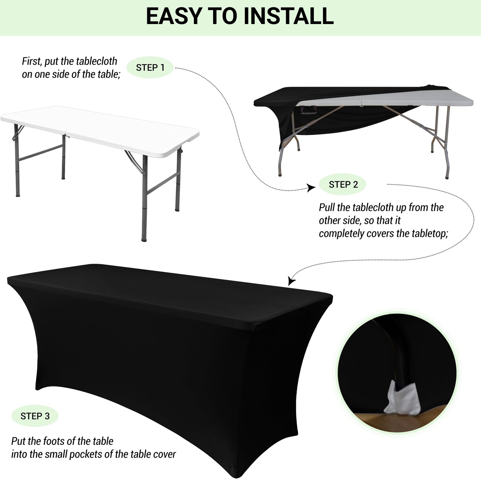 Obstal 6 Pack Stretch Spandex Table Covers 6ft Fitted Tablecloths for Wedding...