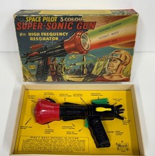 Vintage 1953 Merit Space Pilot 3 Colour Super Sonic Ray Gun Boxed Dan Dare Sci-F