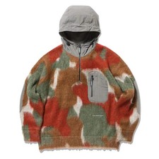 And Wander Womens Mix Color Shaggy Knit Hoodie Brown Mix