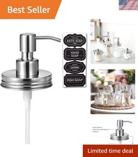 Elegant Mason Jar Liquid Soap Dispenser - Brushed Nickel, Eco-Friendly Decor