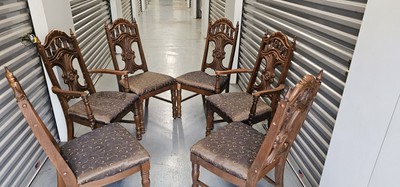 (6) NEO RENAISSANCE LOUIS XIII STYLE URETHANE HIGH BACK DINING SET