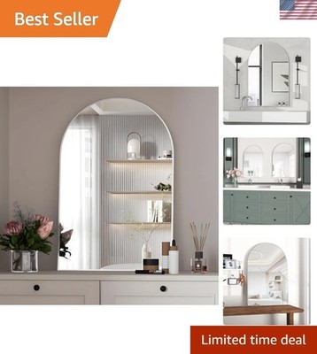 Stylish 20x30'' Arched Silver Vanity Mirror - Wall Mounted and Moisture Resistant