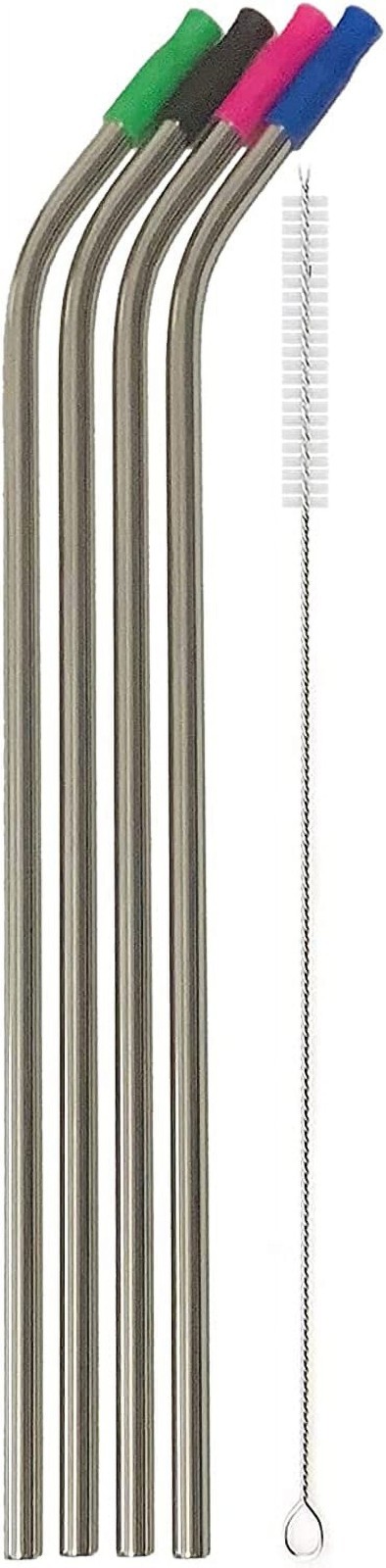 14 Inch Stainless Steel Straws, Set of 4, Extra Long Reusable Metal Straws (0.32