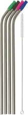 14 Inch Stainless Steel Straws, Set of 4, Extra Long Reusable Metal Straws (0.32
