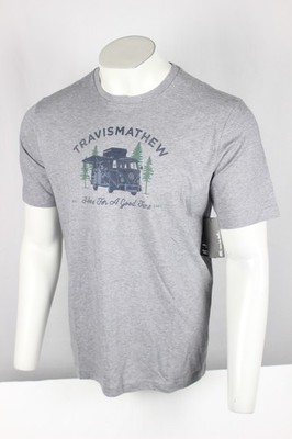 Travis Mathew Men's Coal Walk Shirt VW Here for a Good Time Short Sleeve L Large