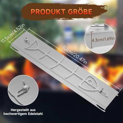 1/2x Flammlachsbrett Edelstahl Flammlachshalter Feuerschalen Spülmaschinenfest - Afbeelding 7 van 25