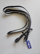 Collegiate English Black Reins Flat W/ Hand Stop 5/8" NEW WITH Tag