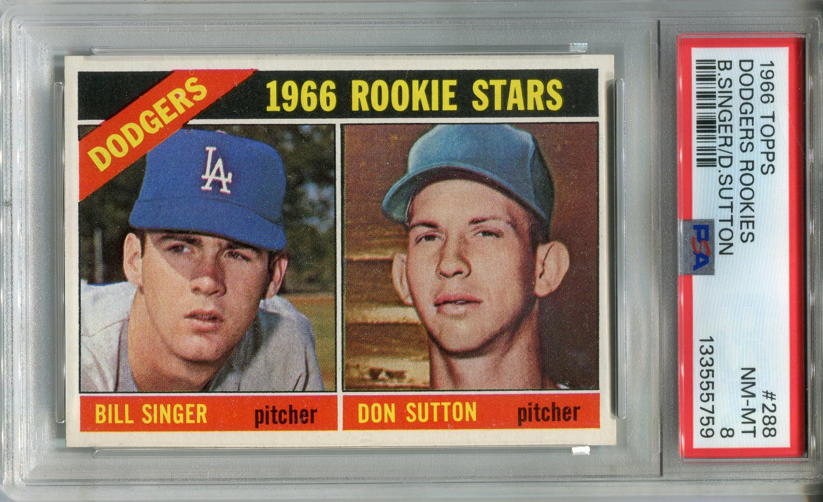 1966 Topps #288 Don Sutton Rookie PSA 8 NM-MT Los Angeles Dodgers